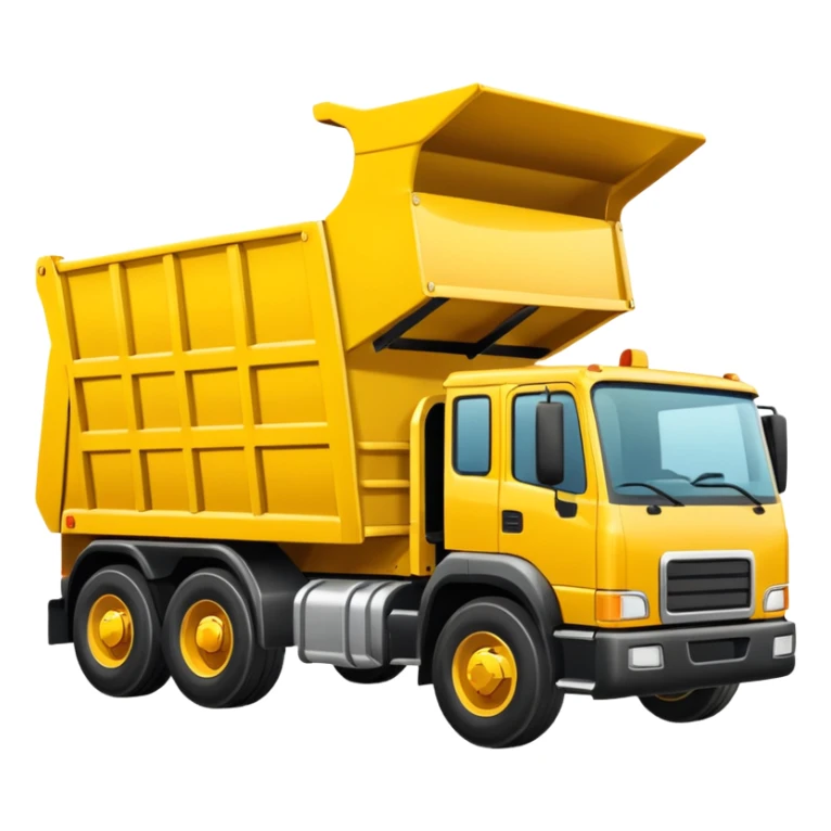Draw a yellow dump truck with an open bed sticker