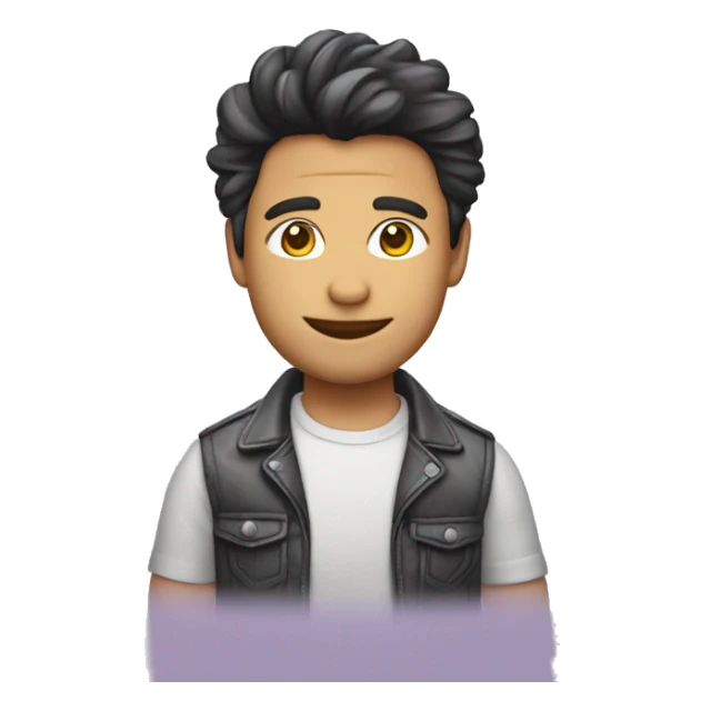 Chico geimer con ropa brillante y pelo liso sticker