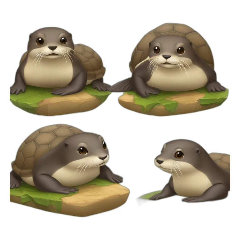 Une loutre assit sur une tortue en train de nager sticker