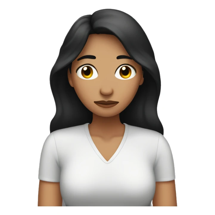 Woman with dark hair covering her eyes with hands and looking concerned sticker