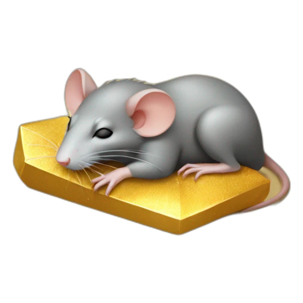 Rat sleeping on piece of gold sticker
