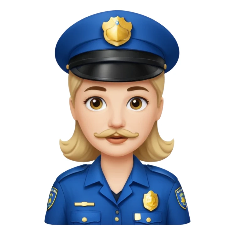 white woman with mustache wear police's uniform sticker