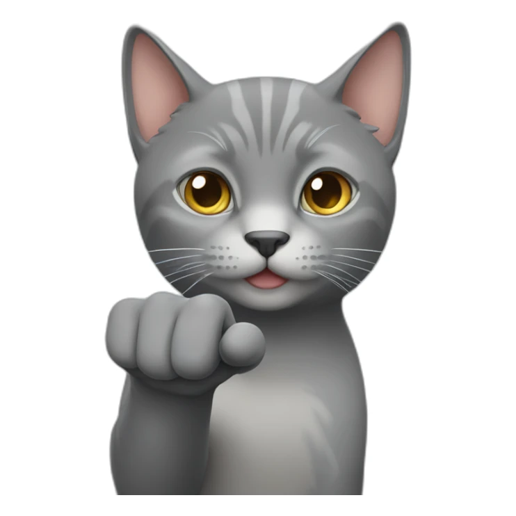 Grey cat who makes a finger of honor sticker