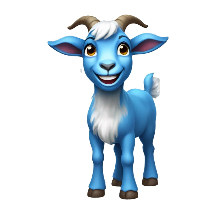 Blue goat whole body pretty smiling excited blue eyes female sticker