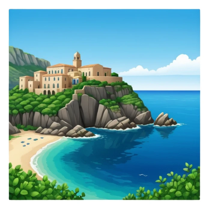 a mediterranean island seen from the sea sticker