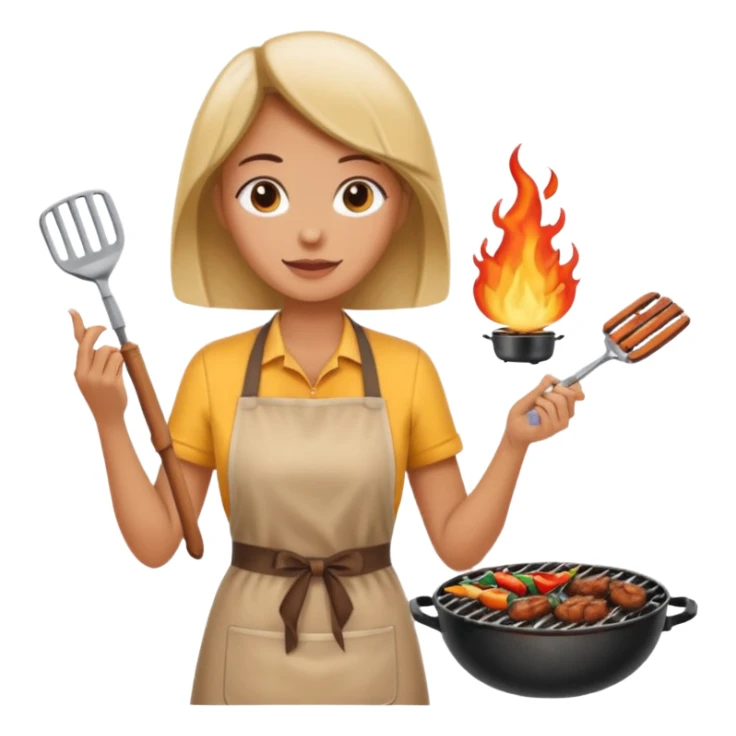 woman grilling bbq with grill andapron sticker