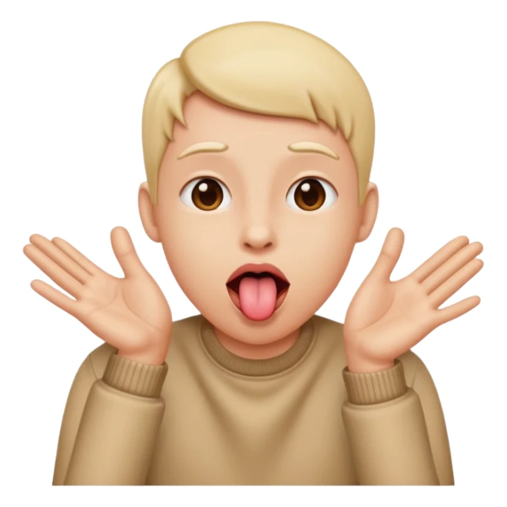 toungue out and hands pushing to the side sticker