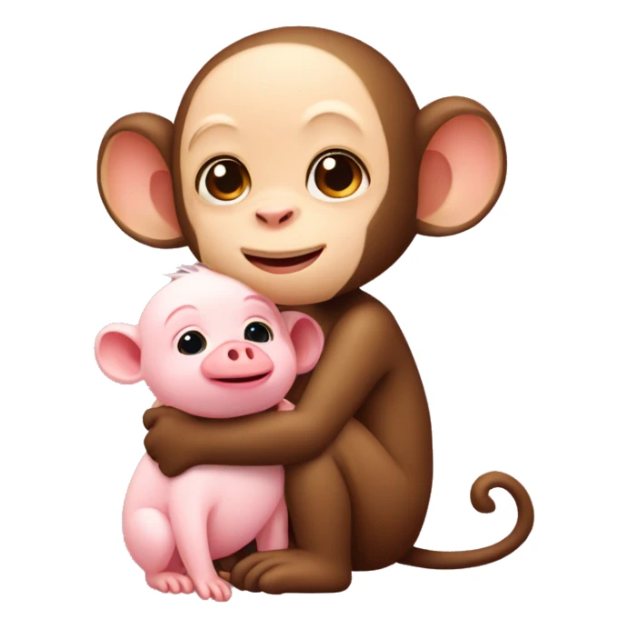 male monkey holding a female baby pig sticker