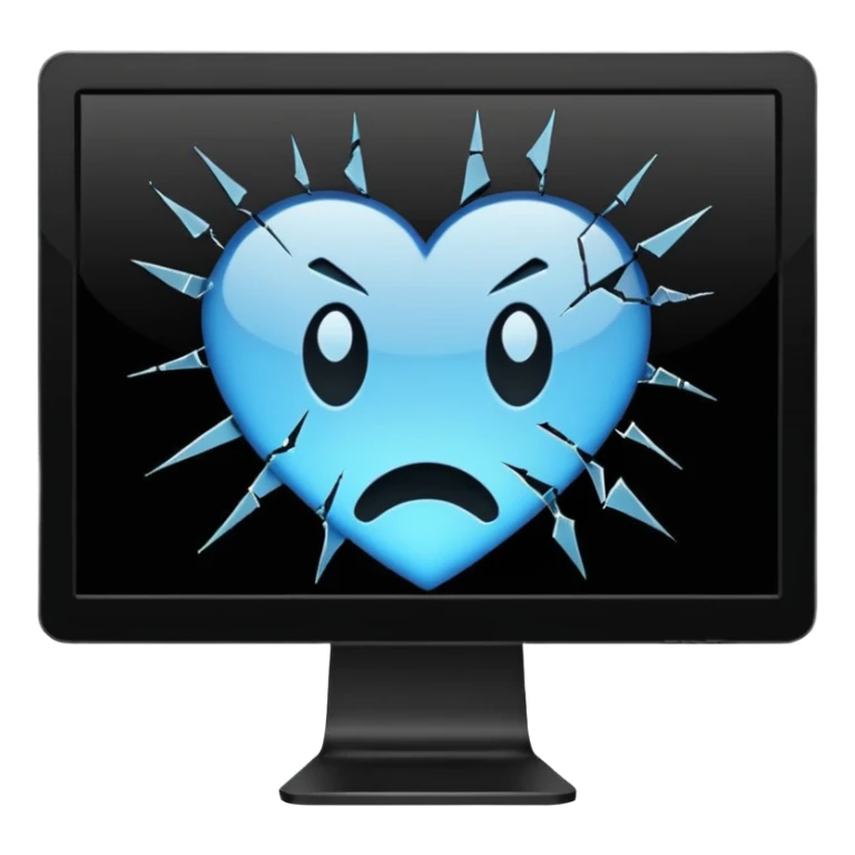 Broken computer monitor with no face  sticker