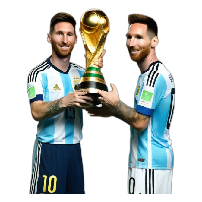 messi y rodrigo de paul con la copa del mundo sticker