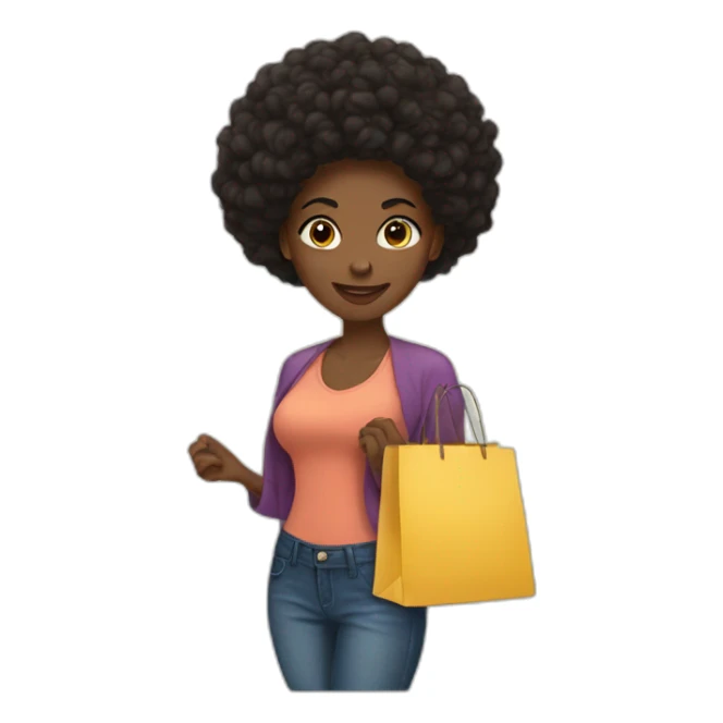 a black woman shopping cloths sticker