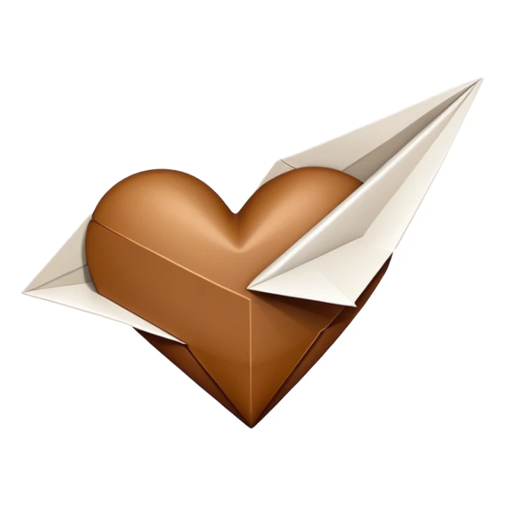 A brown heart and a white paper airplane next to it sticker
