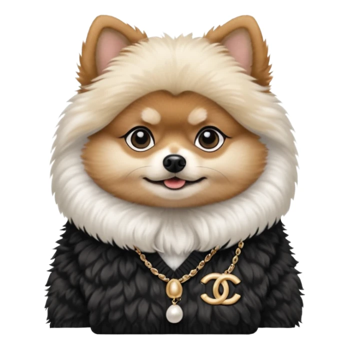 Black and white pomeranian wearing coco chanel Sweater  sticker