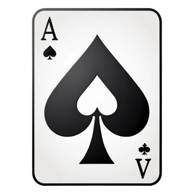 ace of spades playing card symbol, classic emoji style, with a shadow effect sticker