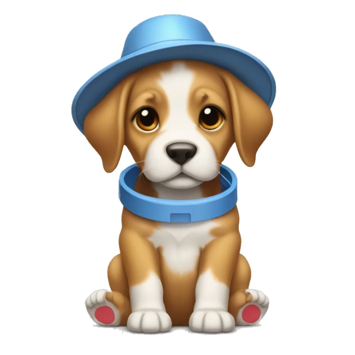 Puppy on its back legs with a bucket hat on sticker
