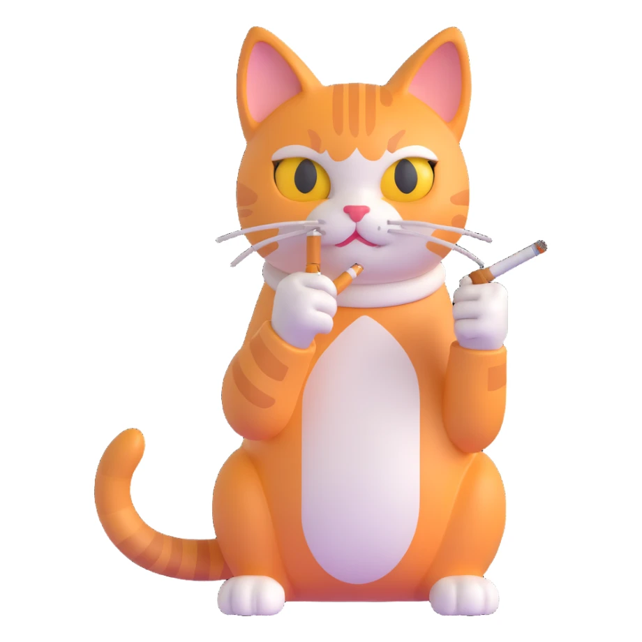 cat with sigarette sticker
