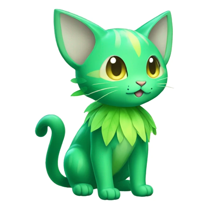 Shiny Grass-type-Fairy-type-Fakémon-Cat full body sticker