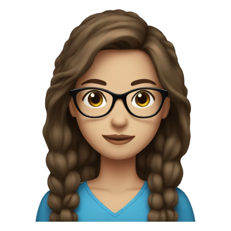 brown hair girl with glasses blue eyes sticker