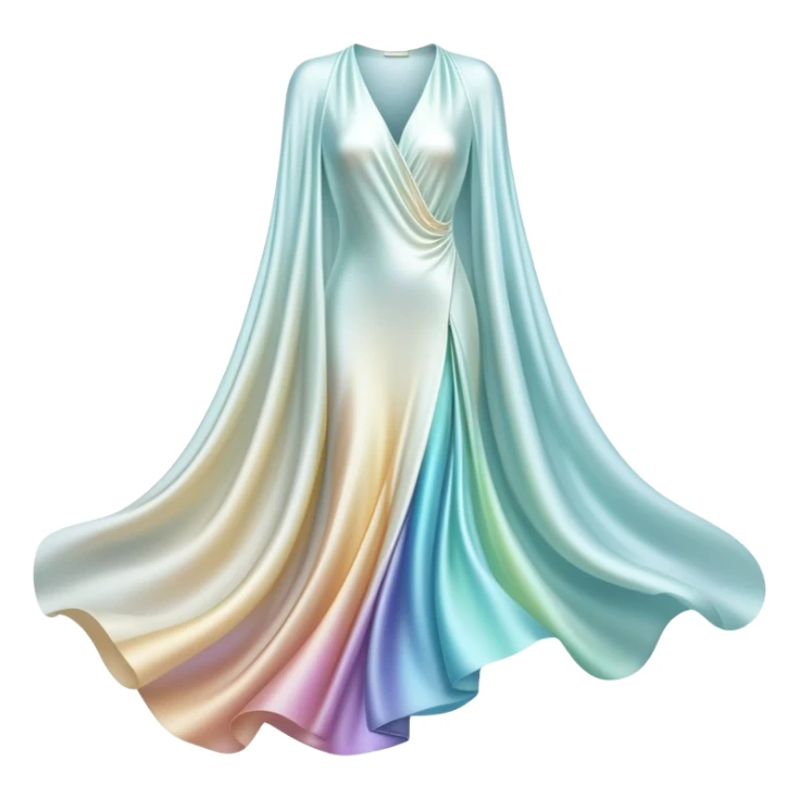 Elegant ethereal fabric-like flowing forms creating abstract clothing shape, personal style definition symbol, soft glowing essence sticker