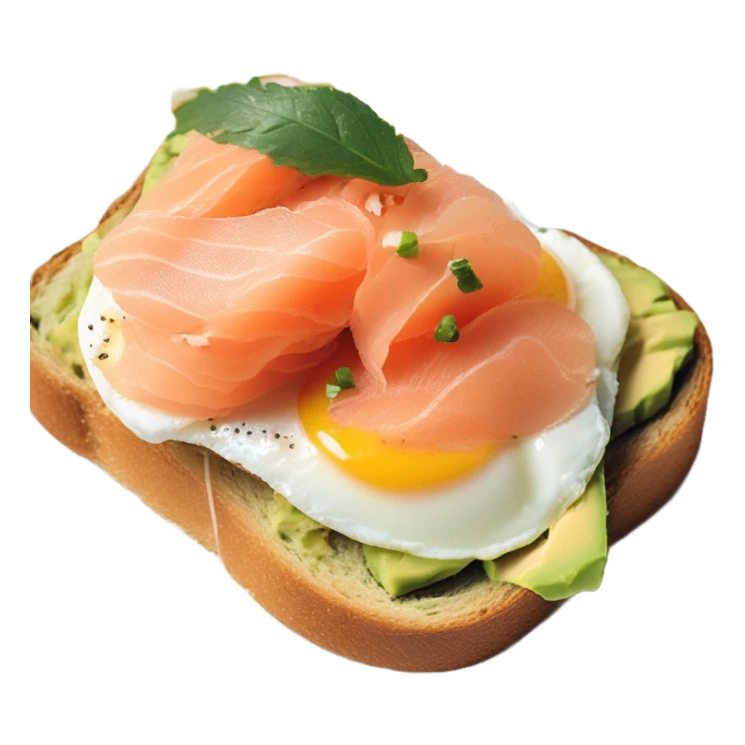 one avocado tost on brioche with salmon and eggs sticker