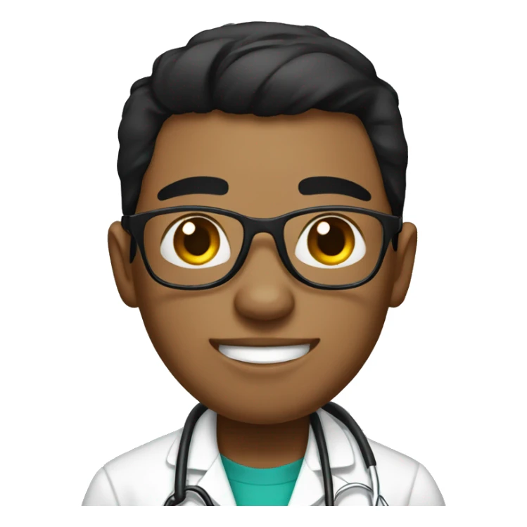 Young Mexican doctor with big black boxer dog with white face sticker