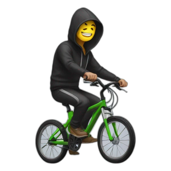 Hacker on bike with hoodie sticker