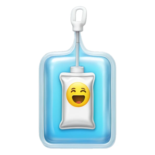 Rectangular transparent plastic iv bag filled with 500ml of fluid hanging on an iv pole in an intensive care unit  sticker