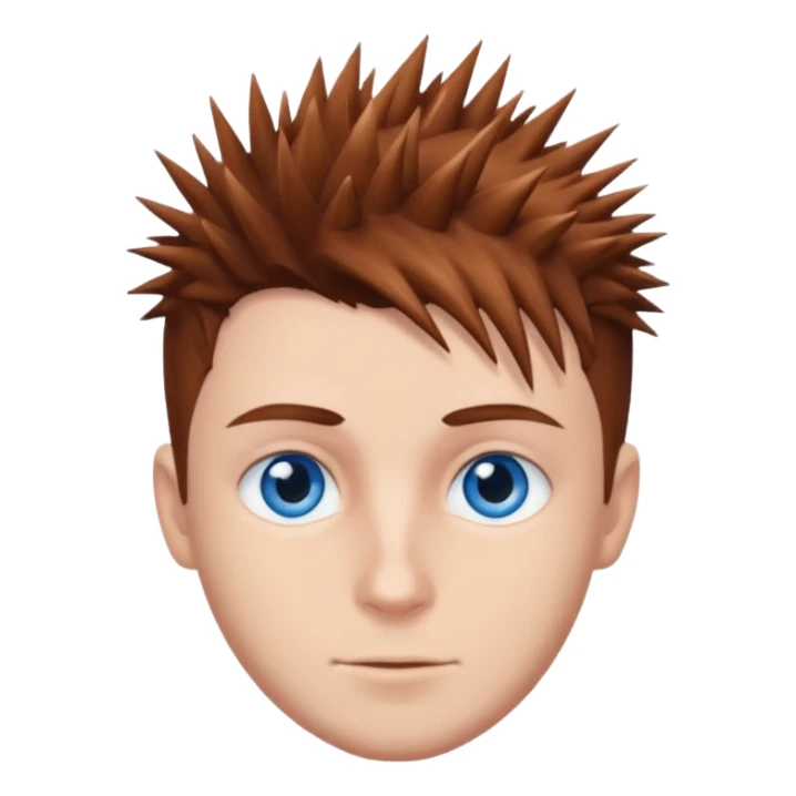 Brown spikey hair cut with blue eyes male sticker