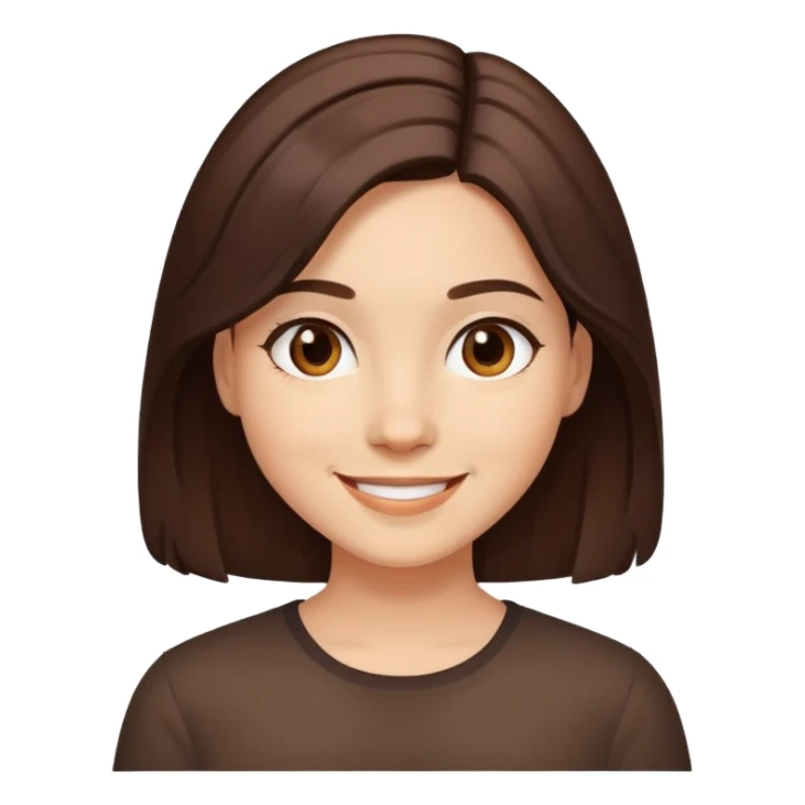 Girl with dark chestnut middle length hair, pretty light skin smiling  sticker