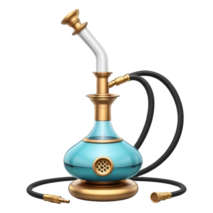 realistic modern hookah, sleek metal and glass design, ceramic hose, minimalistic, high detail, emoji style
 sticker