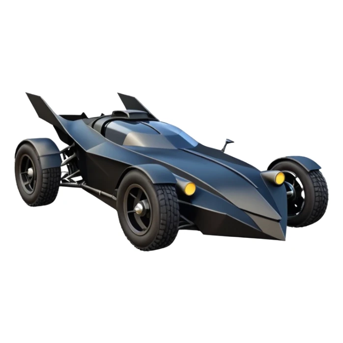  the animated series aerodynamic futuristic Venom Batmobile loosely based on 1936 school bus (flat long straight faceted mechanical body) stealthy town hot rod desert dirt racing rwd buggy  sticker
