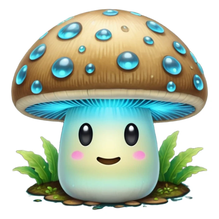 Glowing bioluminescent mushroom with half-closed “bedroom eyes” sticker