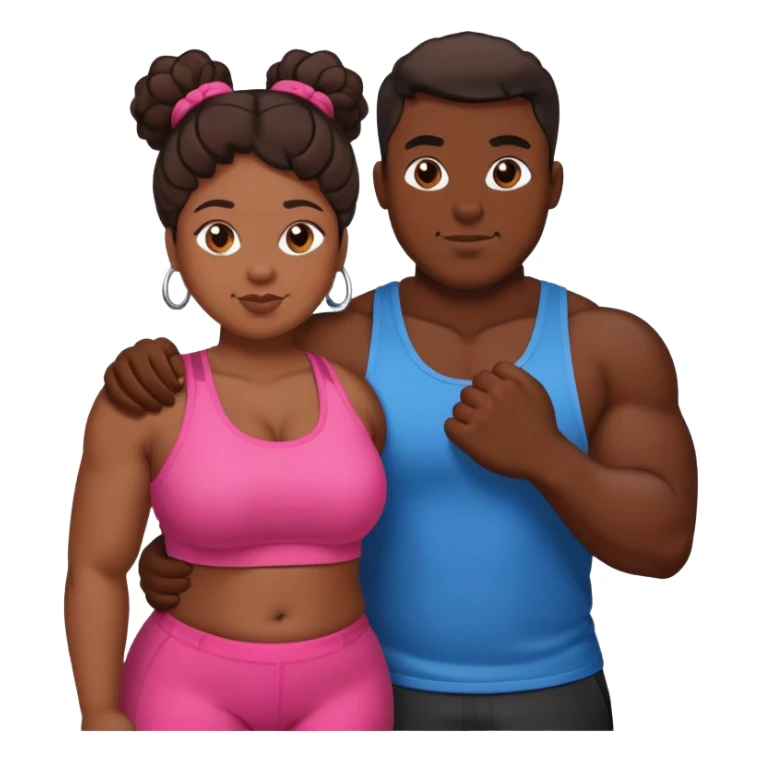 Black gym bro with a brown chubby woman in love sticker