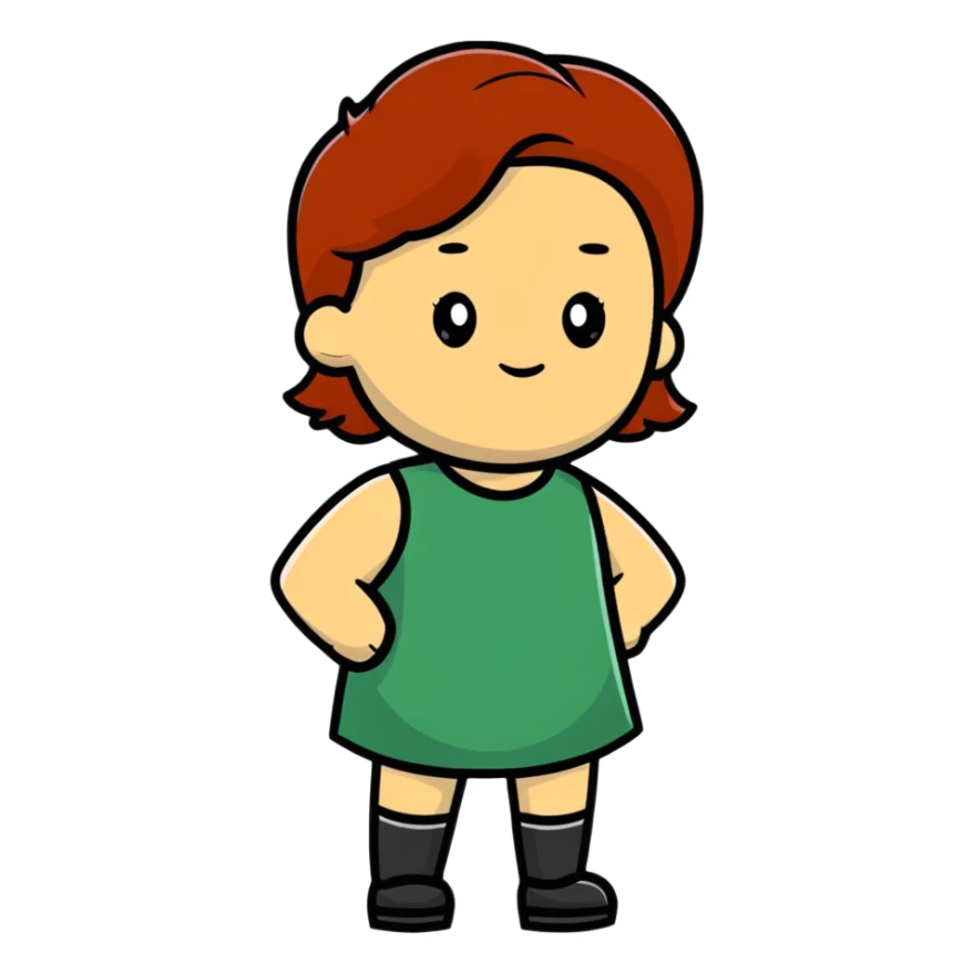 personne rousse avec un grand brun sticker