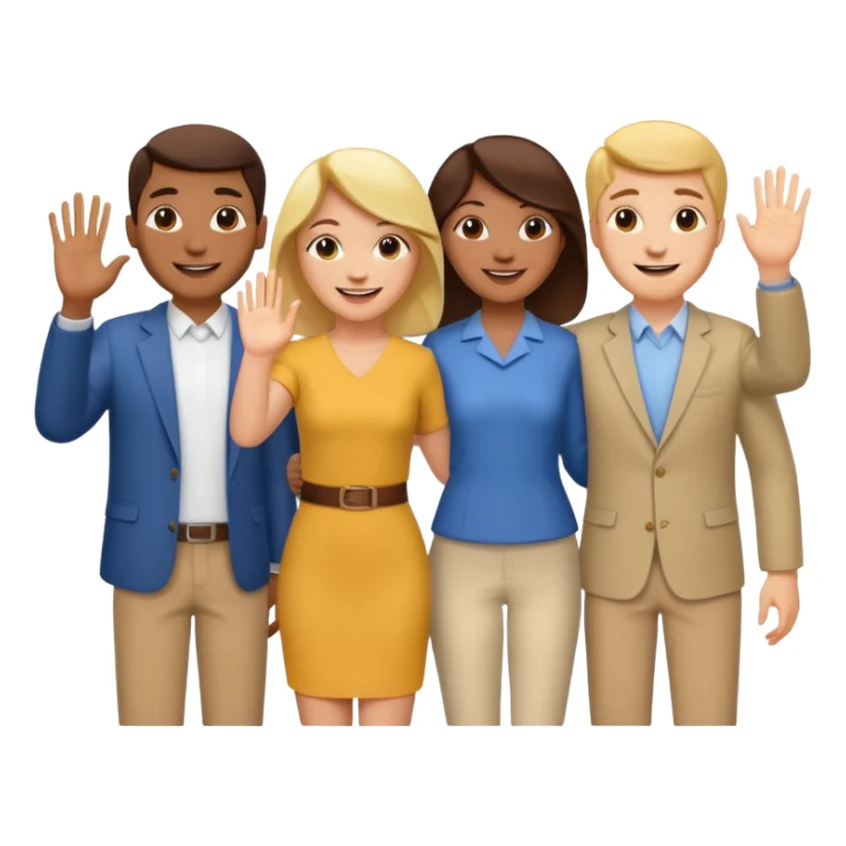 standing and saying goodbye a group of coworkers to right side sticker