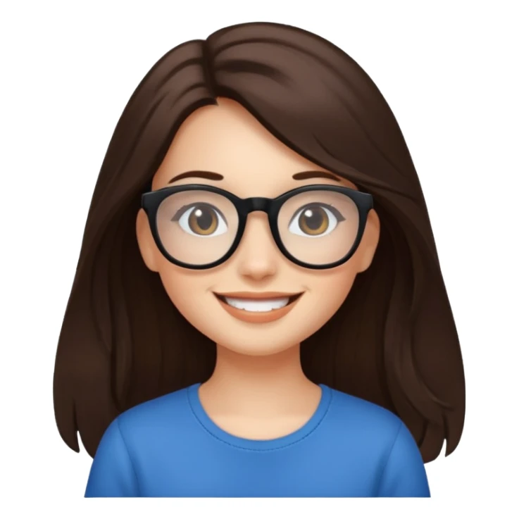 girl with black glasses, smiling sticker