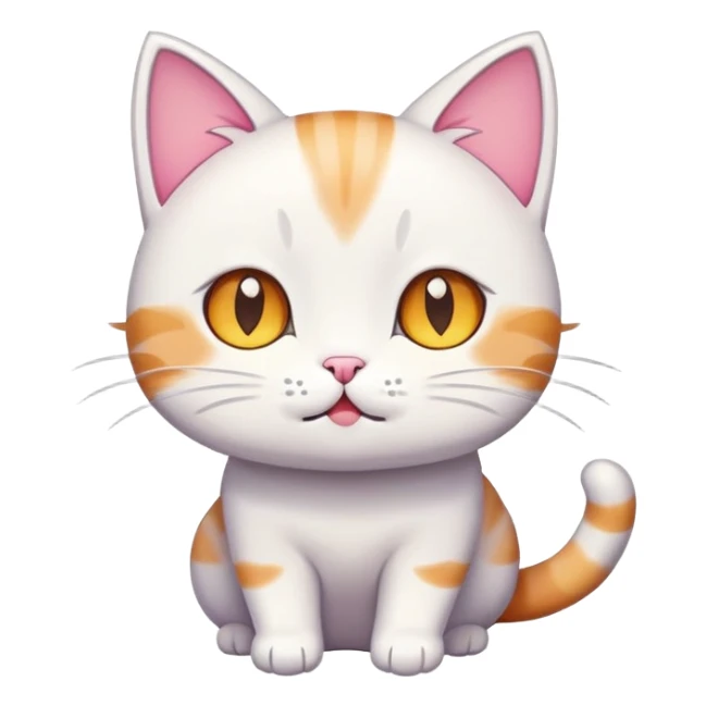 a cute and funny cartoon cat sticker, colorful, exaggerated expression, playful pose, dreamy and wandering eyes, slightly dazed look, kawaii style, white background, high resolution, chibi style
 sticker