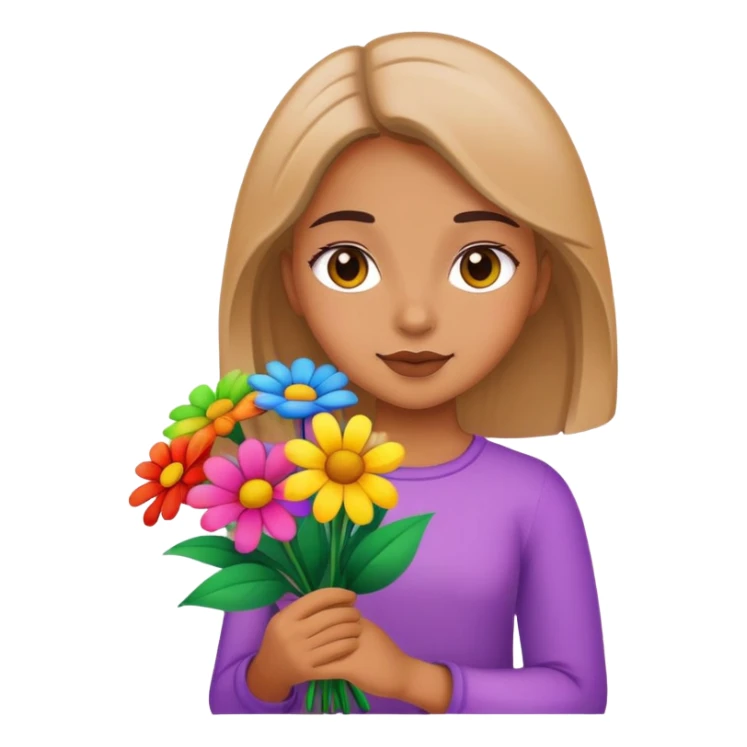 Girl holding flowers sticker