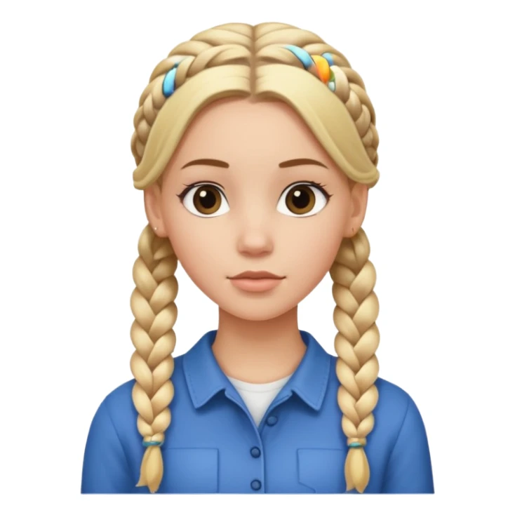 white girl with full braided blonde hair, side cornrows sticker