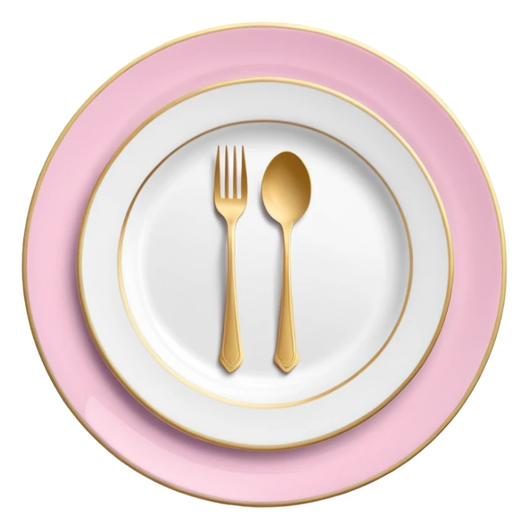 A luxurious plate with pink accents and elegant details, fork and knife sticker