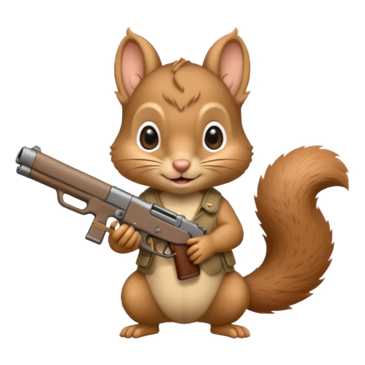 Baby Squirrel holding a gun sticker