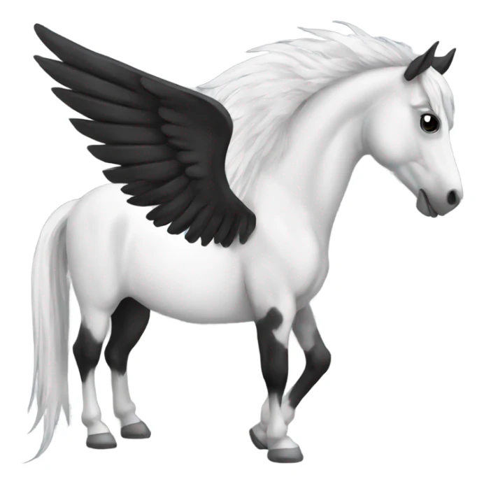 black and white horse with wings and  long tail sticker
