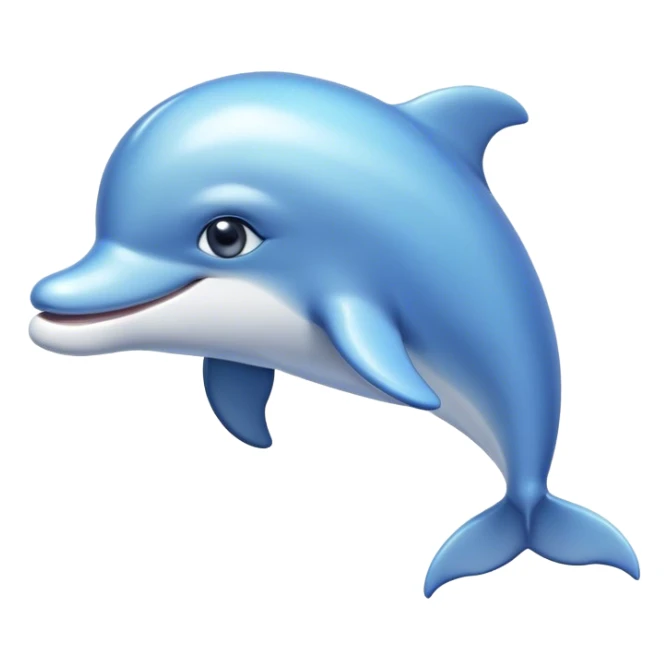 Cinematic Cute Dolphin Portrait Emoji, Head tilted playfully and inquisitively, featuring a smooth, streamlined body with shimmering, silvery-blue skin and round, sparkling eyes full of playful charm, Simplified yet irresistibly adorable features, highly detailed, glowing with a warm, friendly oceanic glow, high shine, affectionate and lively, stylized with a touch of aquatic whimsy, soft glowing outline, capturing the essence of a mischievous yet loving dolphin that appears as if it could splash out of the screen into your arms! sticker
