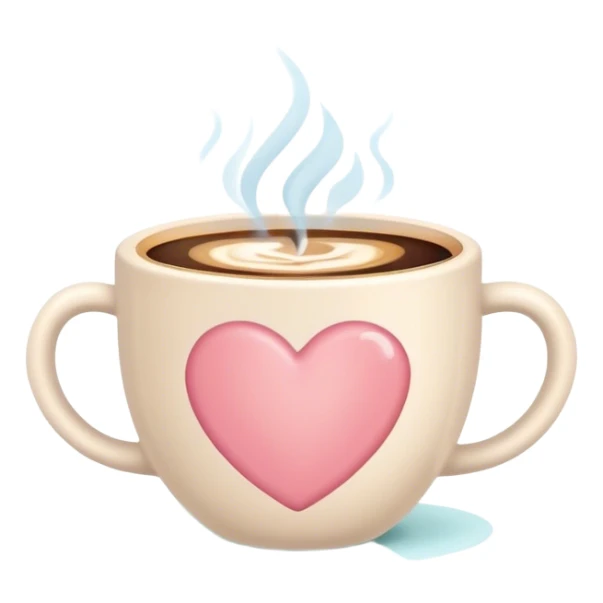 A cute coffee cup that emits warm steam, soft pastel colors, and a heart-shaped design - cozy and inviting! sticker