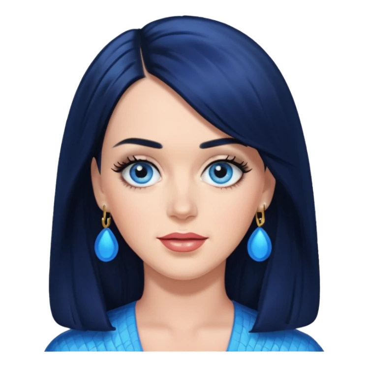 Katy Perry with blue eyes, black long hair sticker