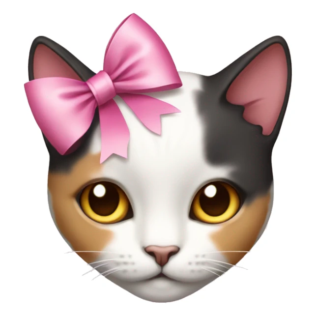 Calico cat with a pink ribbon on the head sticker