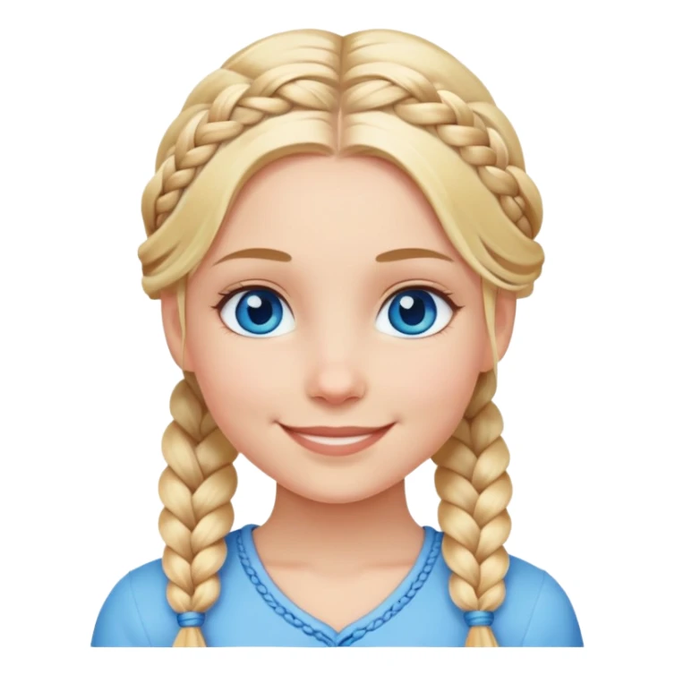 blonde girl blue eyes  with braided smile sticker