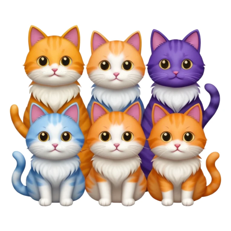6 cats with different coloured coats sticker