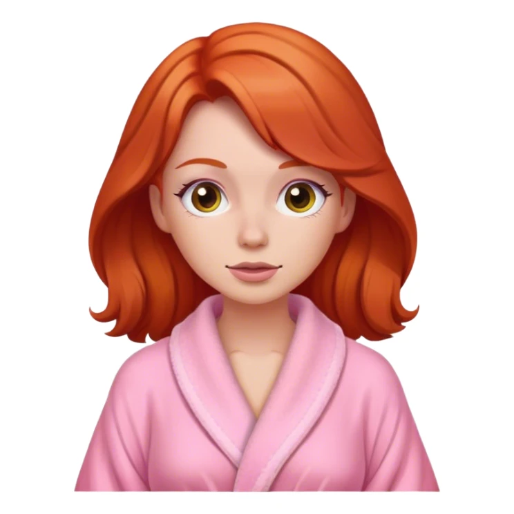 Red head woman wearing a pink dressing gown  sticker