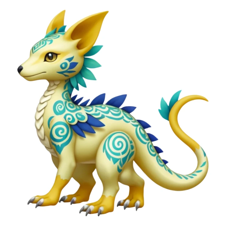 colorful lush ethereal divine exotic patterned beautiful elegant pretty realistic Fakémon-Digimon-Fionbri-Trico-creature (full body) sticker